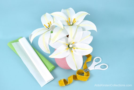 Download Crepe Paper Easter Lily Template And Tutorial Lily Svg File Lily Pdf Printable Templates Paper Flower Bouquet Instant Download By Catching Colorflies Catch My Party
