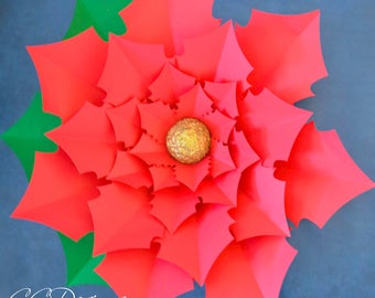 Pdf en SVG kerstster papieren bloem, DIY papieren bloem sjabloon, direct downloaden