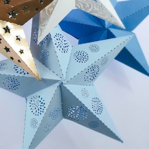 Lanterne étoilée en papier, fichiers SVG coupés, étoiles en papier 3D bricolage, décoration en papier, décorations de fête, décoration de mariage