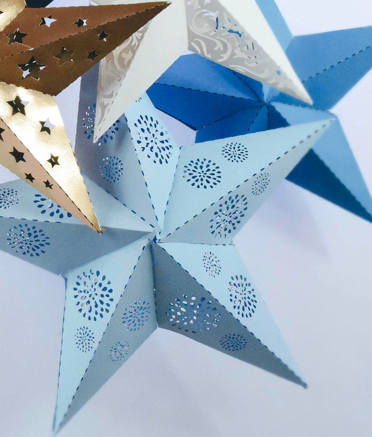 Download Paper Star Lantern SVG Cut Files DIY 3D Paper Stars Paper ...