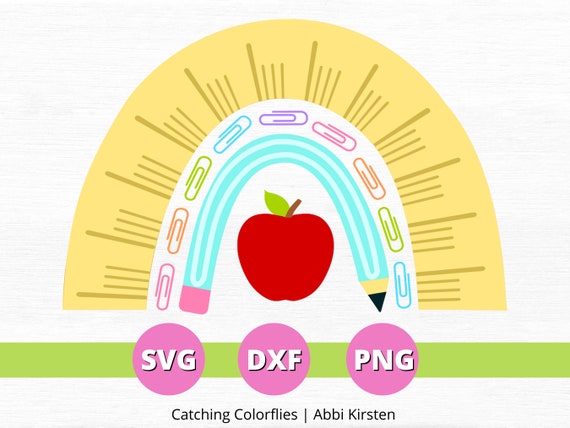 Download Rainbow Svg School Supply Rainbow Svg Teacher Appreciation Svg Teacher Appreciation Gift Back To School Apple Ruler And Pencil Svg By Catching Colorflies Catch My Party