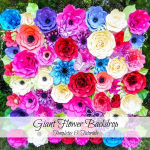 Giant Paper Flowers- Flower Backdrop- Paper flower templates and tutorials- Printable Flower Templates- Flower Wall