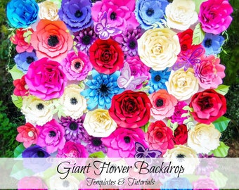 Giant Paper Flower Printable Templates &amp; Tutorials Large | Etsy