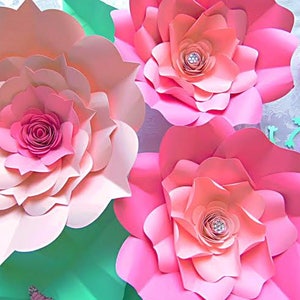 Large Paper Flower Template Patterns and Tutorial, PDF Printable Flower Templates, Paper Flower SVG Cut Files, Wedding & Nursery Decor