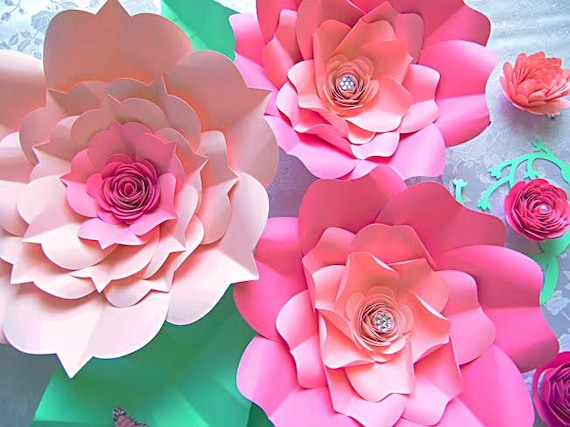 Download Large Paper Flower Template Patterns And Tutorial Pdf Printable Flower Templates Paper Flower Svg Cut Files Wedding Nursery Decor By Catching Colorflies Catch My Party
