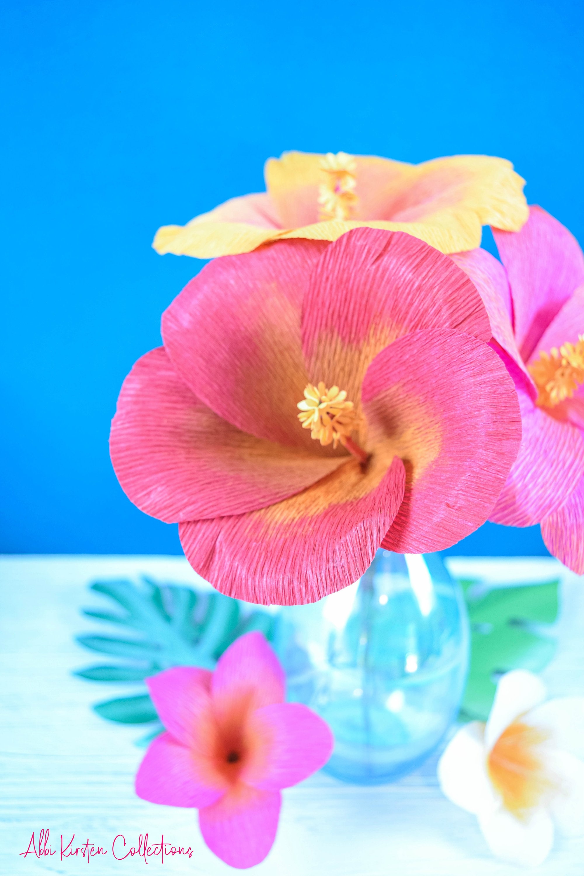 Crepe Hibiscus Paper Flower Templates Paper Flower Template Etsy