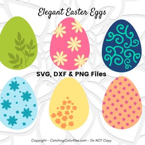 Spring Easter Eggs SVG Cut File, Pattern Easter Egg Clip Art, Happy Easter SVG, Set of 6, Instant Download image 10