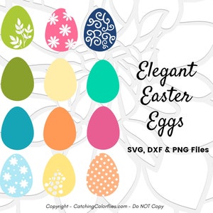 Spring Easter Eggs SVG Cut File, Pattern Easter Egg Clip Art, Happy Easter SVG, Set of 6, Instant Download image 7