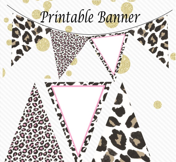Safari Baby Shower Banner Jungle Baby Shower Decor Pink Leopard