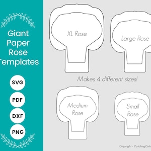 Large Paper Rose Templates, DIY Paper Rose SVG Cut Files and Printable PDF Pattern, How to Make Paper Flowers Tutorial and Templates image 10