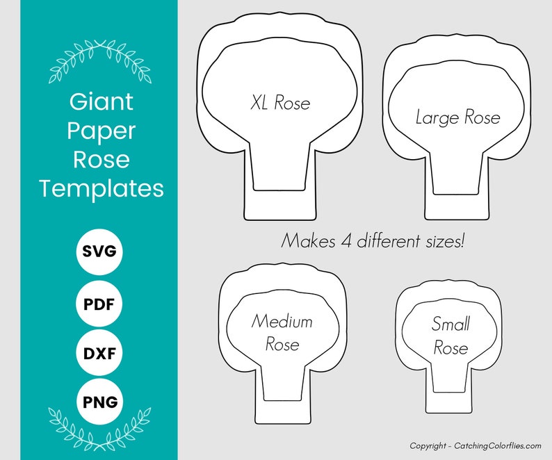 Large Paper Rose Templates, DIY Paper Rose SVG Cut Files and Printable PDF Pattern, How to Make Paper Flowers Tutorial and Templates image 10