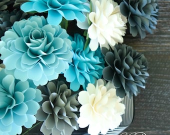 Small Dahlia Paper Flower Template, DIY Paper Flowers Paper Wedding Bouquet, SVG and PDF Flower Pattern, Instant Download
