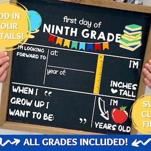First Day of School Back to School Sign SVG, Grade School SVG Files, Back to School Chalkboard Sign SVG, Kindergarten to 12th Grade