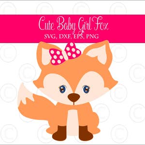 Cute Girl Fox SVG, Fox SVG, Fox Clipart, Vinyl Svg Designs, Cut files for Cricut & Silhouette, Svg, Dxf, PNG, Eps