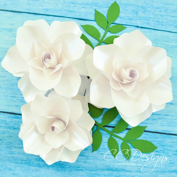 Paper Gardenias, Paper Flower Gardenias, Flower Templates, Paper Flower SVG, DIY Small Paper Flowers, Printable PDF Templates