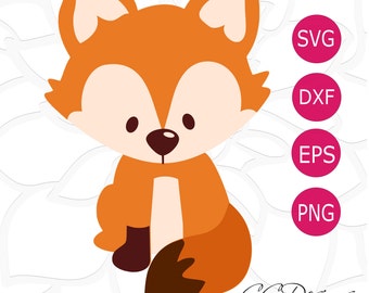 Baby Fox SVG Cut File, Cute Baby Fox with Tail Cutting File, Baby Forest Woodland Animal SVGs, HTV