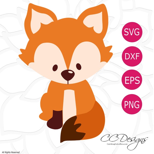 Baby Fox SVG Cut File, Cute Baby Fox with Tail Cutting File, Baby Forest Woodland Animal SVGs, HTV