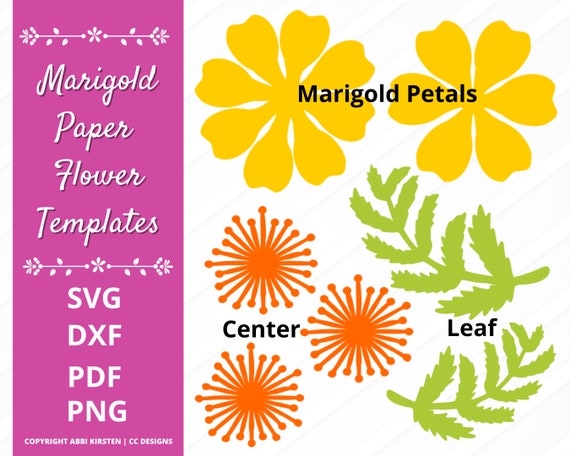 DIY Paper Flower Tutorial, Marigold Flower SVG and PDF Template, Svg Paper Flowers Il_570xn