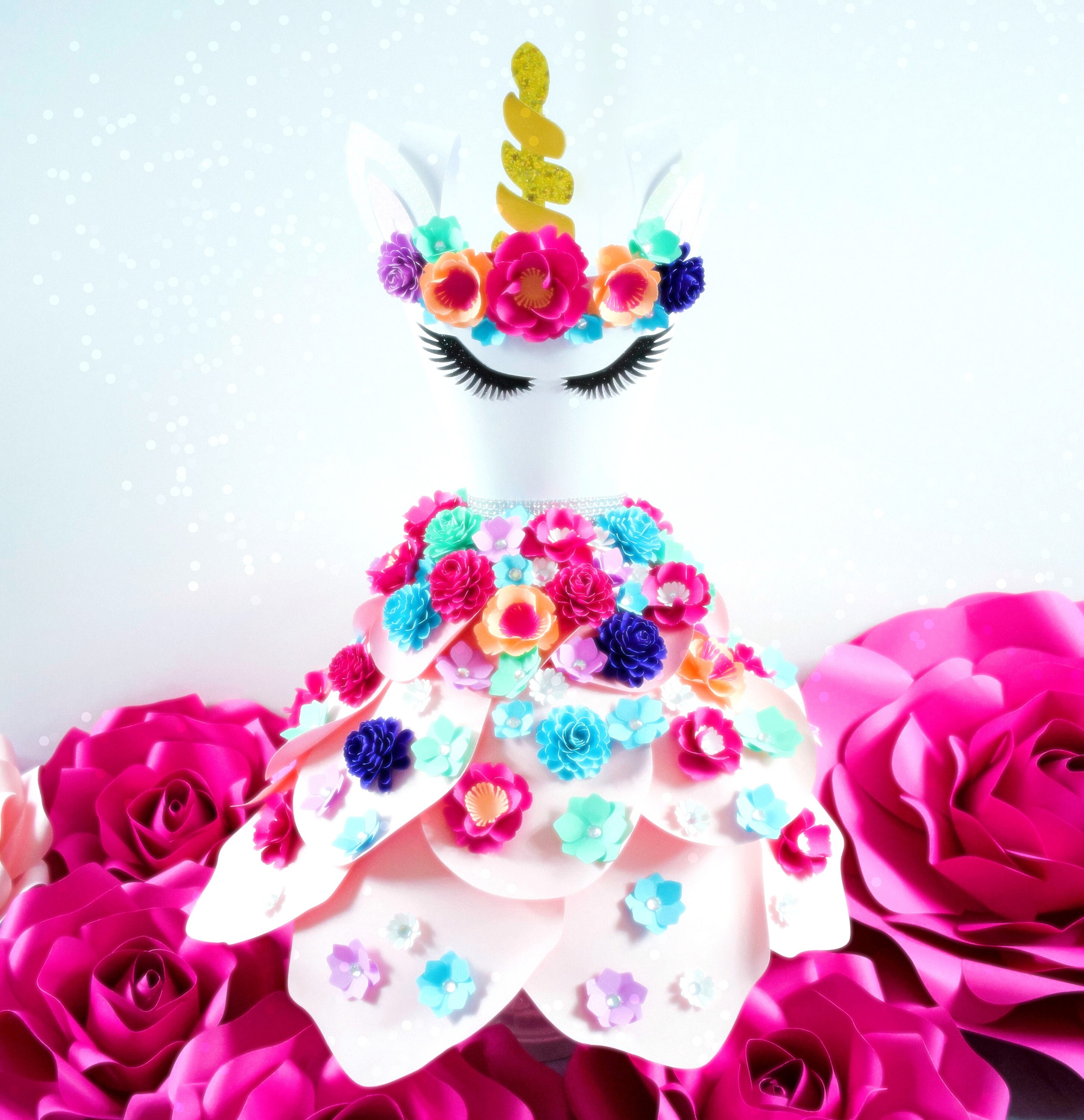 unicorn paper dress unicorn party decor paper flowers etsy