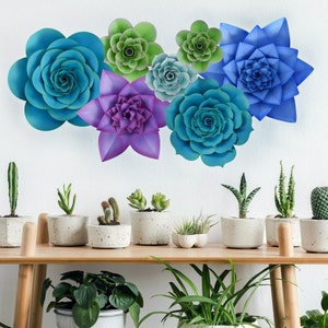 Giant Paper Succulent Flower Templates, Paper Succulent SVG and PDF Templates, Large Paper Flower Backdrop, Instant Download