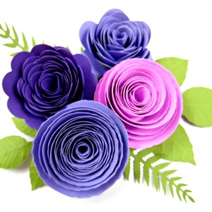 Papierblume gerollte Rosetten, DIY Papierrosen, Rosette Blume SVG-Dateien, kleine Papierblumen für Gefälligkeiten und Hochzeitssträuße