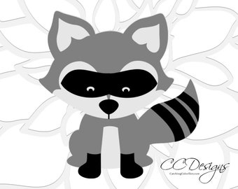 Cute Baby Raccoon, SVG Files, Woodland Animal Cut Files, Woodland Nursery Decor, SVGs for Cricut or Silhouette, HTV, Instant Download