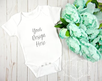 Blank Onesie Product Image, White Baby Onesie Product Mockup, T-shirt Template Background, JPEG image