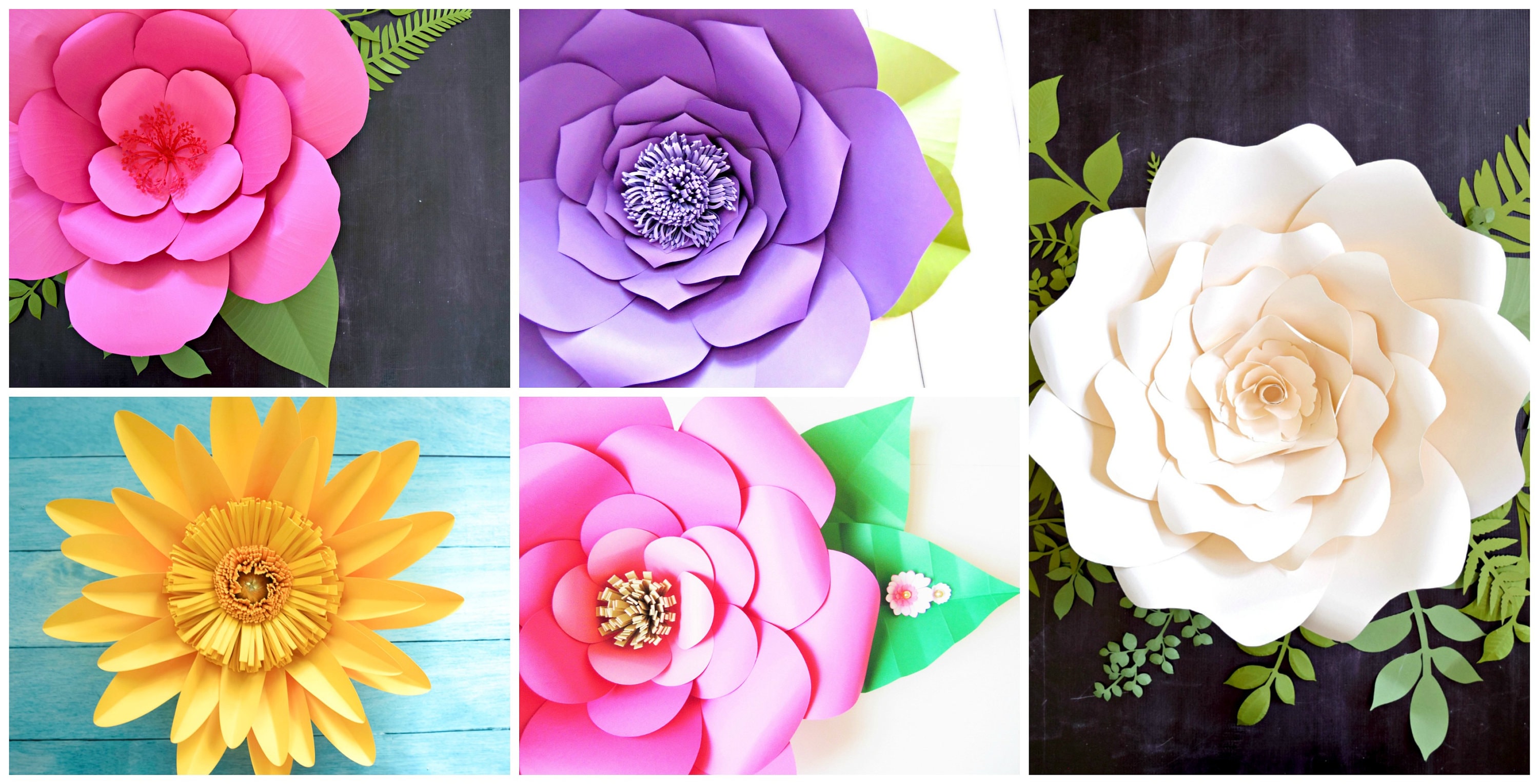 Set of 5 Giant Flower Templates, Printable PDF Flower Templates, SVG ...