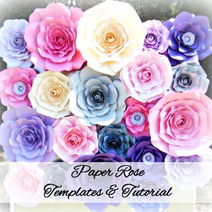 DIY Giant Paper Rose Pattern Templates and Tutorials, Garden Birthday Party Decor, Flower Wall, Printable PDF and SVG cut files