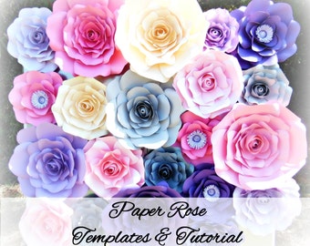 Paper Rose Template, Paper Flower SVG and PDF Printables, Bridal Shower, Baby Shower, Wedding Backdrop, Nursery Decor