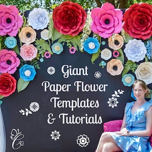 Giant Paper Flower Templates, Printable PDF Flower Templates, Paper Flower Backdrop, SVG Cut Files