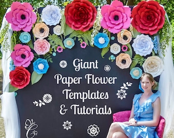 Giant Paper Flower Templates, Printable PDF Flower Templates, Paper Flower Backdrop, SVG Cut Files