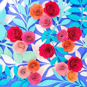 Kleine Papierrosen, Papierblumen, Set mit 10 Papierrosettenvorlagen, sofortiger Download