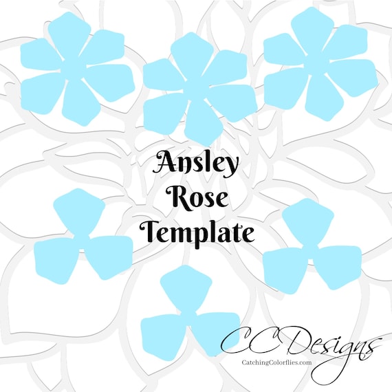 printable rose flower templates diy paper flowers how to etsy