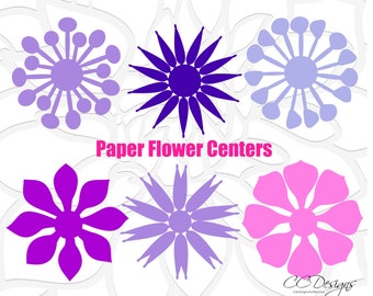 Paper Flower Center Templates for DIY Giant Paper Flowers, SVG Cut Files and DXF Files, Instant Download