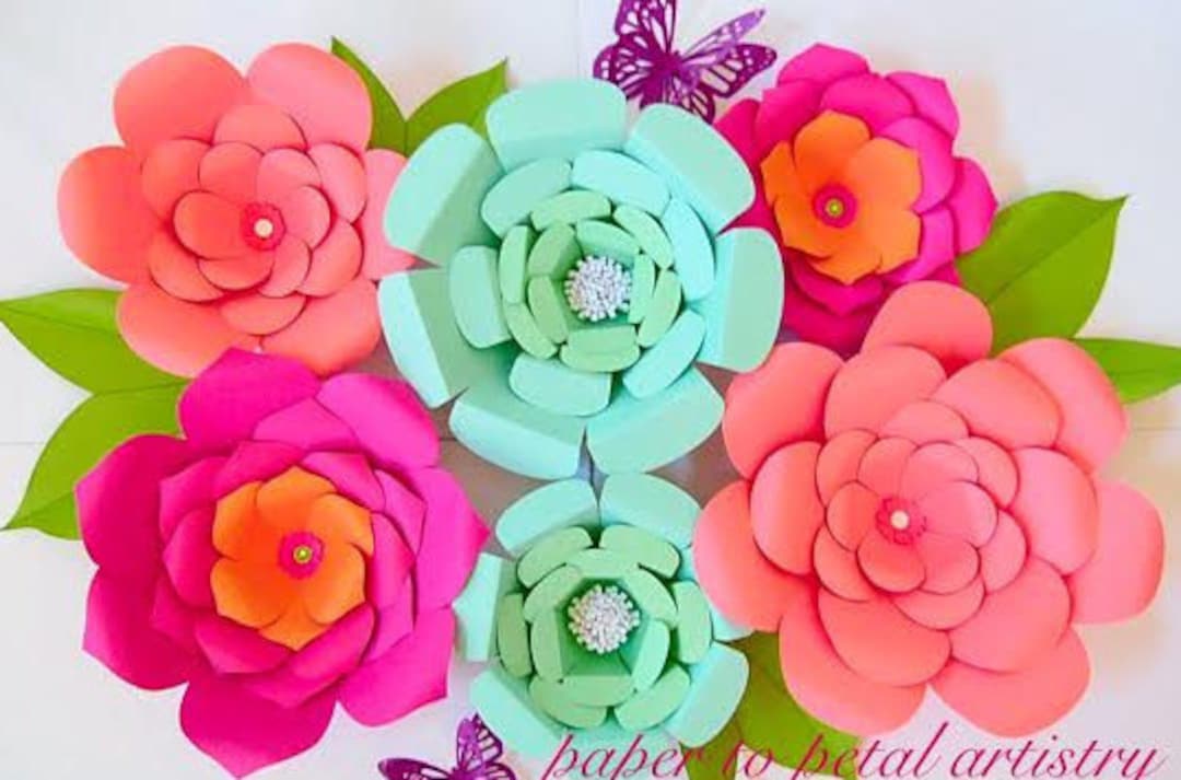 DIY Easy Large Paper Flowers, Flower Templates & Patterns, Backdrop