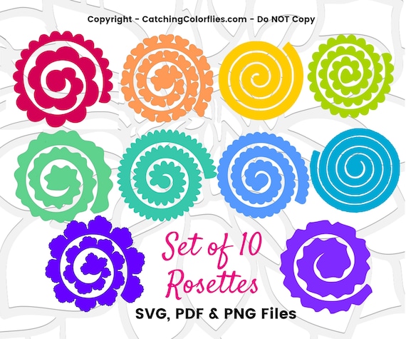 Paper Flower Rolled Rosette Templates Printable Pdf Rolled Etsy