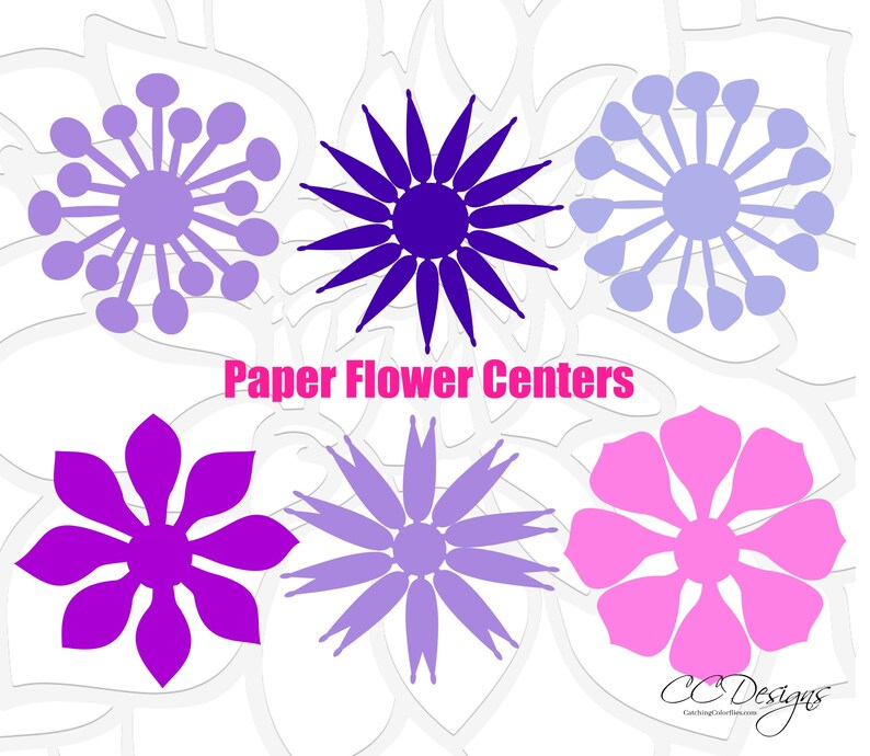 Download Paper Party Supplies Paper Flowers Instant Download Svg Cut Files And Dxf Files Paper Flower Center Templates For Diy Giant Paper Flowers