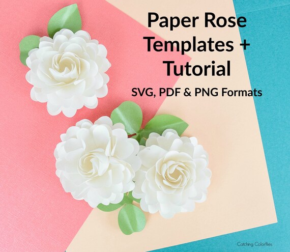 Download Paper Rose Svg And Pdf Templates Small Paper Rose Flower Templates Rose Tutorial Svg Pdf And Png Formats By Catching Colorflies Catch My Party