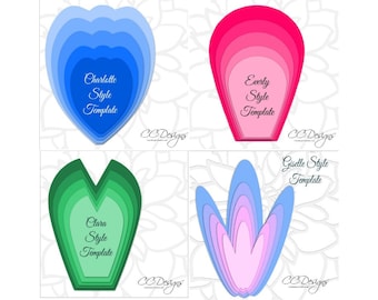PDF Printable Paper Flower Templates, Giant Paper Flower Wall, DIY Paper Flower Templates, Set of 4 Instant Download Paper Craft Template