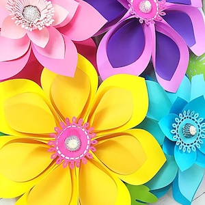 Decorazioni per feste hawaiane tropicali, modelli fai da te per fiori di carta giganti Plumeria, modelli SVG e PDF, download immediato