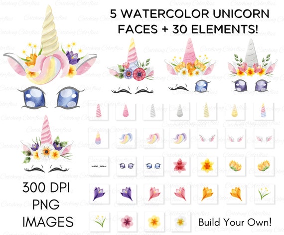 Rainbow Unicorn Clipart Unicorn Face Unicorn Head Waterslide Image Sublimation Images Watercolor Unicorn Png Images By Catching Colorflies Catch My Party
