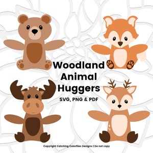 Cute Woodland Animals SVG Set, Woodland Baby Shower Favors, Woodland Nursery and Birthday Decor, Valentine Candy Huggers
