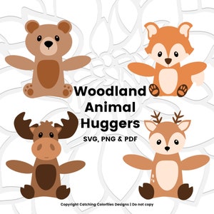 Schattige bosdieren SVG-set, bos babyshower gunsten, bos kinderdagverblijf en verjaardag decor, Valentine Candy Huggers