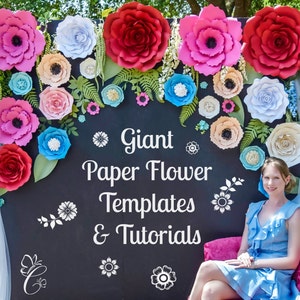 Paper Flower Backdrop, Giant Paper Rose Templates & Tutorials, Wedding Backdrop Decor,  Large Paper Flowers