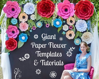 Papieren bloemachtergrond, gigantische papieren roos, sjablonen en tutorials, decor bruiloft, grote papieren bloemen