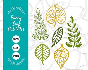 File di taglio SVG di foglie ritagliate, modelli di foglie di carta, file SVG e DXF per Cricut e Silhouette, download immediato
