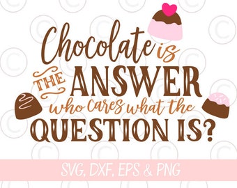 Chocolate is the answer SVG, Candy Jar svg, Chocolate Truffles, Candy SVG, Sweets SVG Cut Files, Vinyl cut files