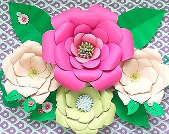 DIY Large Paper flower templates, Paper flower kit, Paper flower SVG files, Large paper flower templates, Backdrop flowers