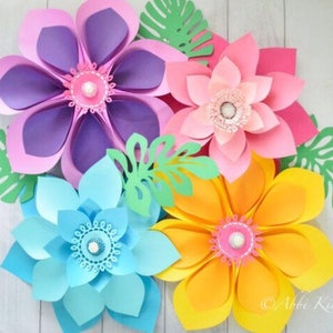 Hawaiian Flowers Paper Flowers Large Paper Flowers Templates & Tutorial SVG Files Tropical Party Moana Birthday Backdrop